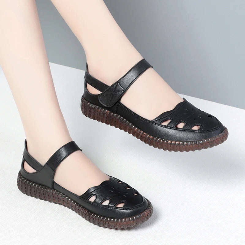 AIYUQI 2025 neue frauen sandalen Flache sohlen nicht-slip hohl frauen schuhe Sommer große-größe weibliche sandalen