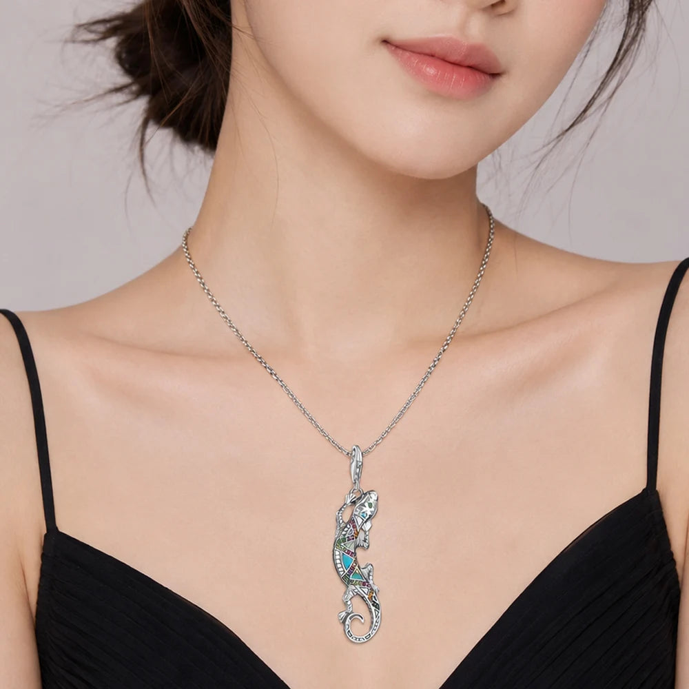 Damen-Charm Eidechse mit Türkis aus Sterlingsilber