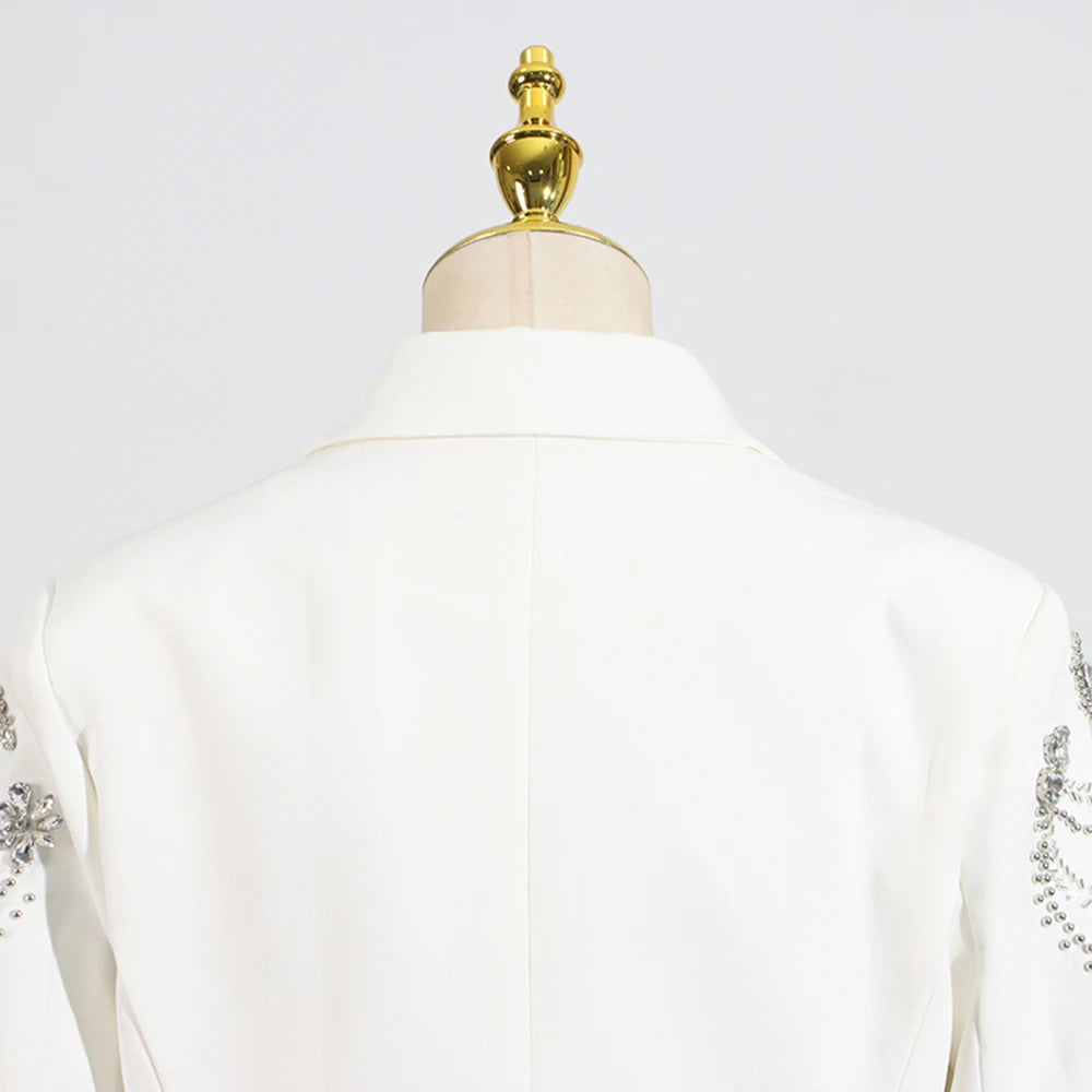 Damen-Blazer mit Knopfleiste und Patchwork-Design – Lässiger Minimalist mit Reverskragen und langen Ärmeln