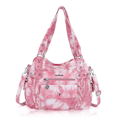 Damen-Handtasche aus PU mit Reißverschluss und Mehrfachfächern, ideal für Alltag und Freizeit, Innenfutter aus Polyester