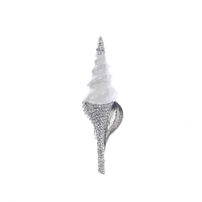 Brosche Muschel Emaille Strass Meeresmotiv Ozean Anstecknadel Damen