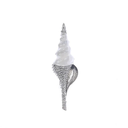 Brosche Muschel Emaille Strass Meeresmotiv Ozean Anstecknadel Damen