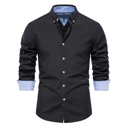 Herren Oxford Hemd aus Baumwolle mit langen Ärmeln für Casual-Look