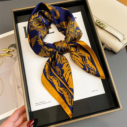 Damen Seidenschal quadratisch einfarbig Halstuch Bandana Foulard Frühling Sommer
