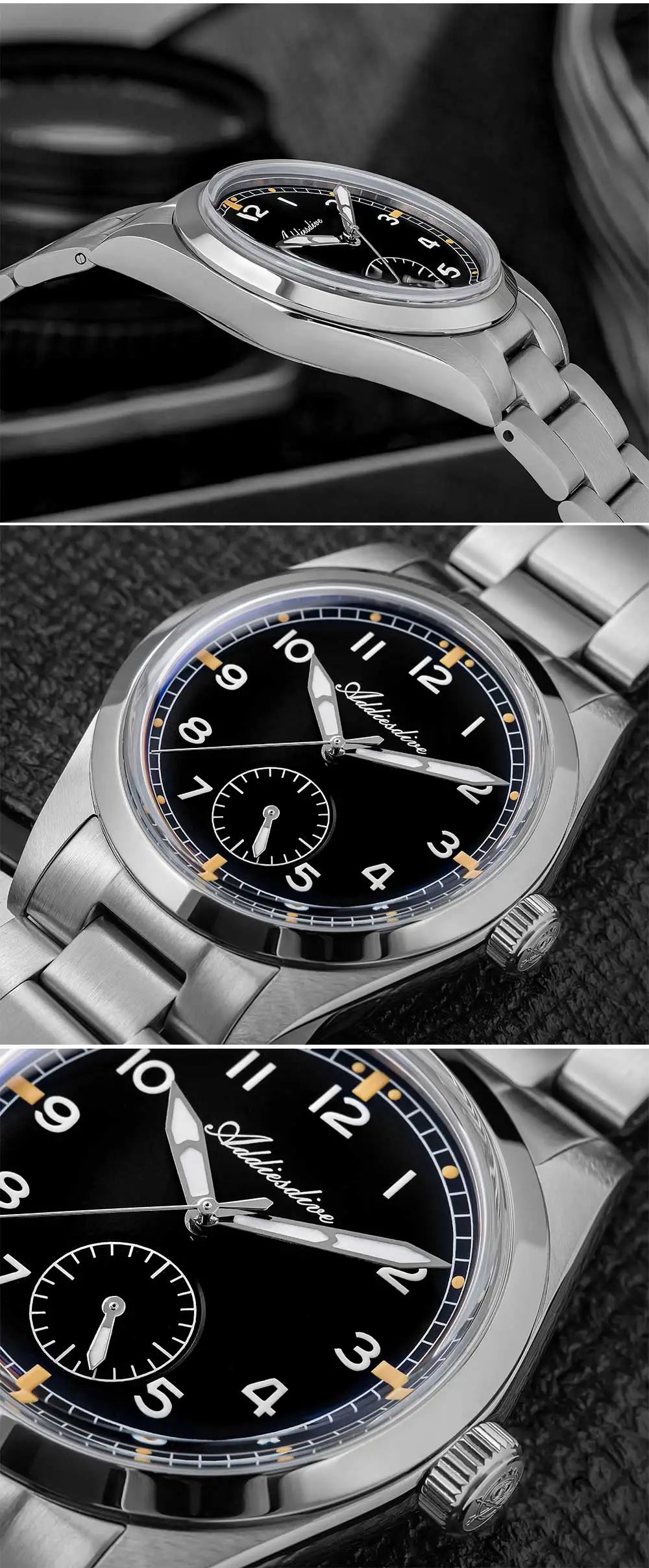 36mm Herren Vintage-Quarzuhr K1 Mineralglas 100m wasserdicht BGW9 C3 Minimalist