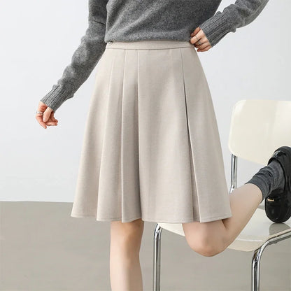 Damen Winter-Plissee-Miniröcke in A-Linie mit eleganter hoher Taille