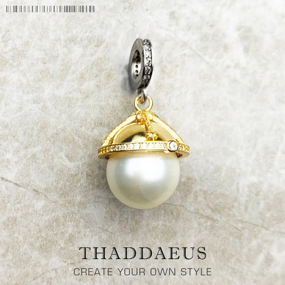 Damen-Charm-Anhänger Planet galaktisch golden Vintage aus Sterlingsilber