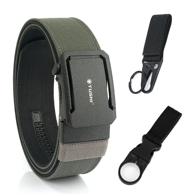Herren-Taktischer Gürtel aus Nylon mit Automatischer Schnalle, 4,3 cm Breit, 120 cm Länge