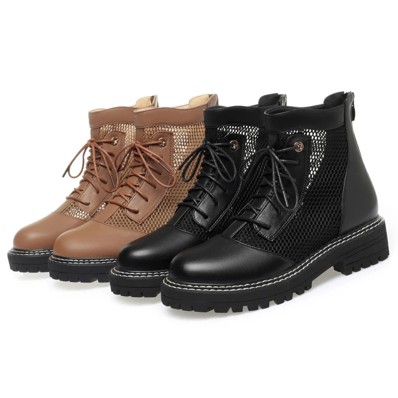 Damen Schnürstiefel Britisch Stil Coole 41-42