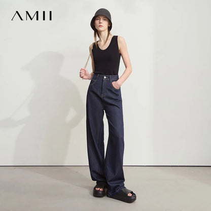 Damen Jeans aus Lyocell-Baumwolle mit weiten Beinen im Retro-Look
