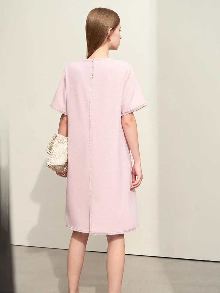 Luxuriöses Damen Midi Kleid Mit Quasten Und Gerader Schnitt