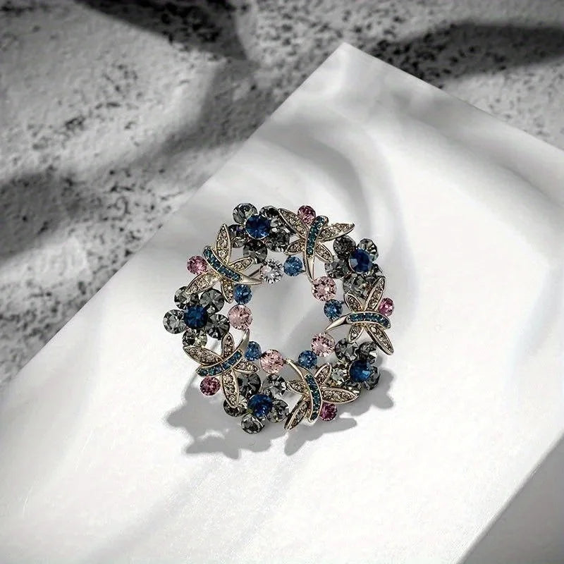 Brosche Girlande Kristall Strass Rund Luxus Boutique Corsage Damen
