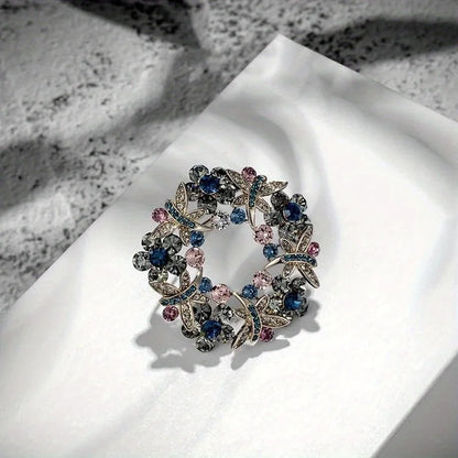 Brosche Girlande Kristall Strass Rund Luxus Boutique Corsage Damen