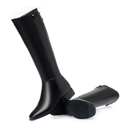 AIYUQI Women Long Boots 2025 New Genuine Leather Short Velvet Women Roman Boots Low Heel Large Size Riding Boots Women