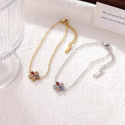 Damen-Armband mit bunten Zirkonia-Blumen aus Edelstahl