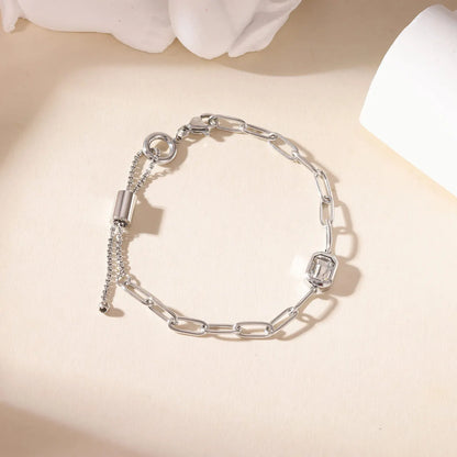 Damen-Kettenarmband mit Zirkonia rechteckig