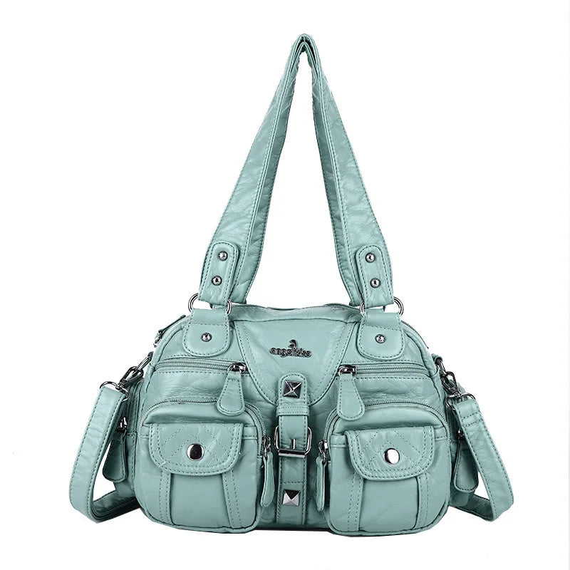 Damen-Schultertasche aus PU-Leder in kompakter Bauweise mit Angenehmer Haptik und Mehrfachfächern