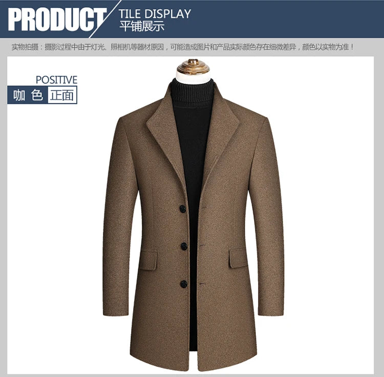 Eleganter Wollmantel für Herren – Herbst & Winter
