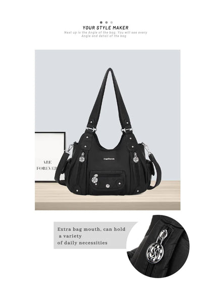 Damen-Schultertasche Aus PU-Leder Mit Reißverschluss Und Innenfach Für Alltag Und Freizeit