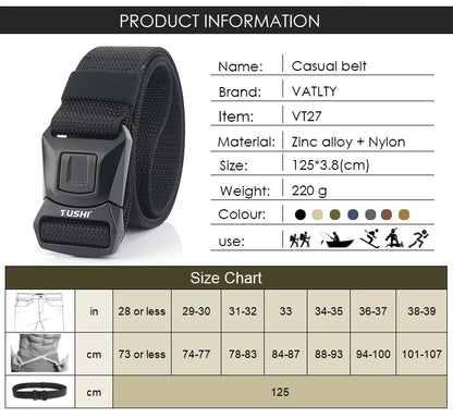 VATLY Nylon Casual Gürtel Herren Schnellverschluss Military Tactical Braun