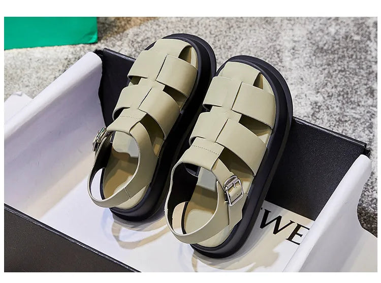 AIYUQI Women's Sandals Closed toe 2025 Summer New Women Roman Sandals Leisure Thick Soled Fashion Woven Women's Shoes Sandals