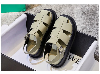 AIYUQI Women's Sandals Closed toe 2025 Summer New Women Roman Sandals Leisure Thick Soled Fashion Woven Women's Shoes Sandals