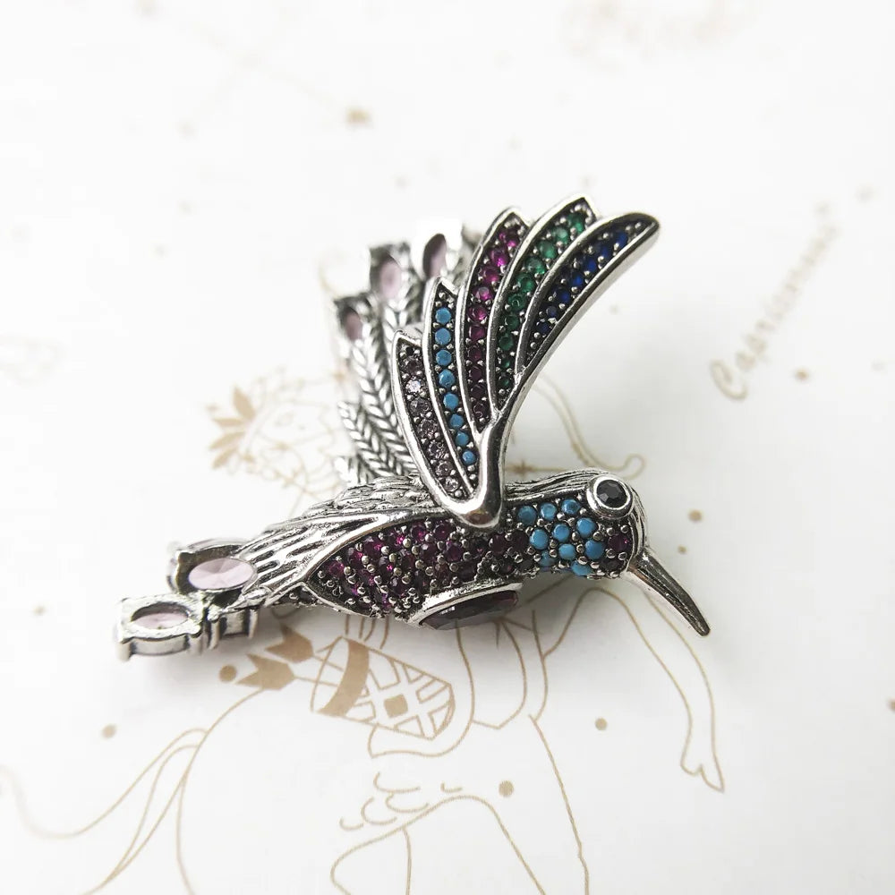 Damen-Anhänger bunter Kolibri Bohemia aus Sterlingsilber