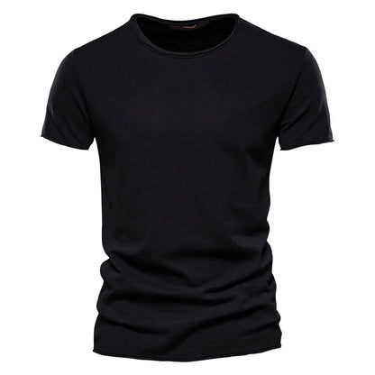 Herren-T-Shirt, kurzarm, V-Ausschnitt, schwarz, Slim Fit, einfarbig