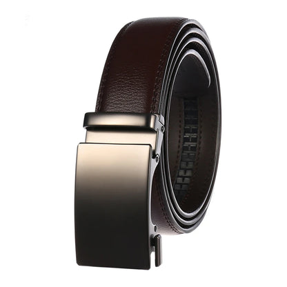 Herren Ledergürtel Mit Automatischer Metallschnalle 3,5 cm Breite Braun 130 cm Länge