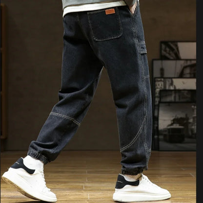 Herren Harem Jeans in Übergröße für Herbst und Winter mit zerrissenen Details