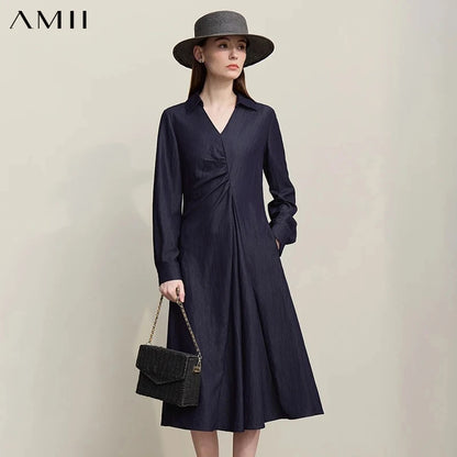 Elegantes V-Ausschnitt Damenkleid Asymmetrisch Für Reisen