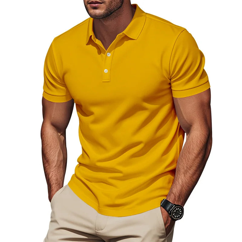 Langärmeliges Herren-Poloshirt mit Waffelstruktur und Knopfleiste – ideal für Freizeit und Urlaub