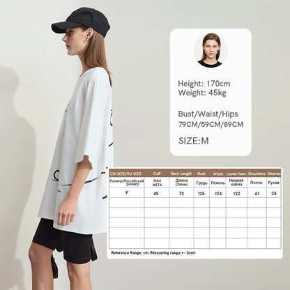 Damen T-Shirt aus ultraloch Stretch-Baumwolle mit Buchstaben-Bowknot-Aufdruck