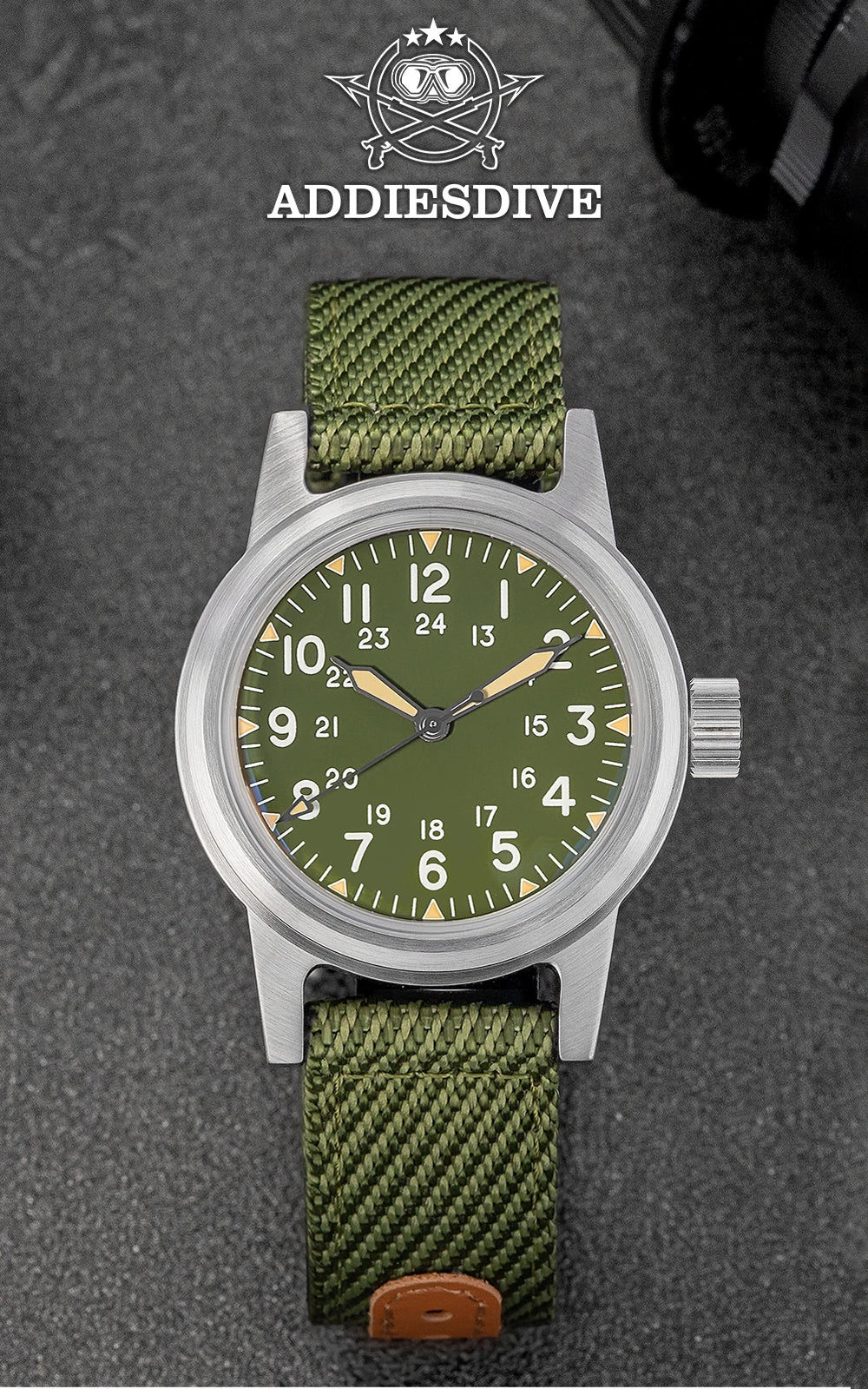 Herren-Vintage-Automatikuhr mit Bubble-Glas und Nylonarmband