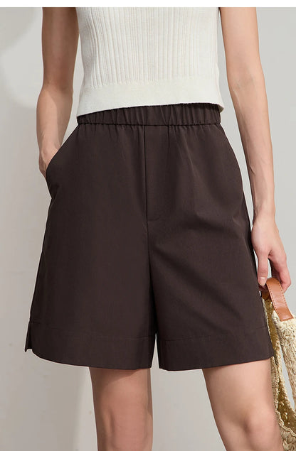 Damen Shorts im minimalistischen Stil mit elastischem Bund und weitem Bein