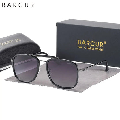 Sonnenbrille quadratisch Luxus Farbverlauf polarisiert Spiegel Herren