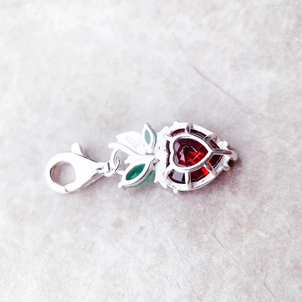 Damen-Charm-Anhänger Erdbeere romantisch Sommer aus Sterlingsilber