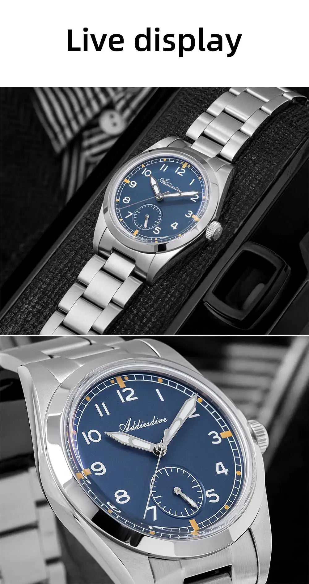 36mm Herren Vintage-Quarzuhr K1 Mineralglas 100m wasserdicht BGW9 C3 Minimalist