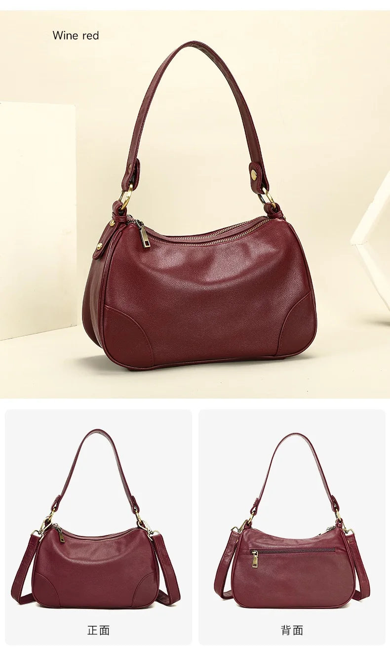 Damen-Schultertasche aus echtem Leder mit großem Fassungsvermögen und viel Stauraum