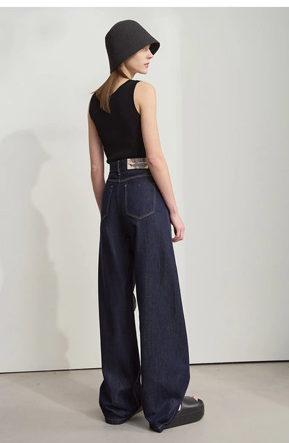 Damen Jeans aus Lyocell-Baumwolle mit weiten Beinen im Retro-Look