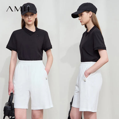 Damen T-Shirt im Minimalismus-Stil mit asymmetrischem Schnitt für den Sommer