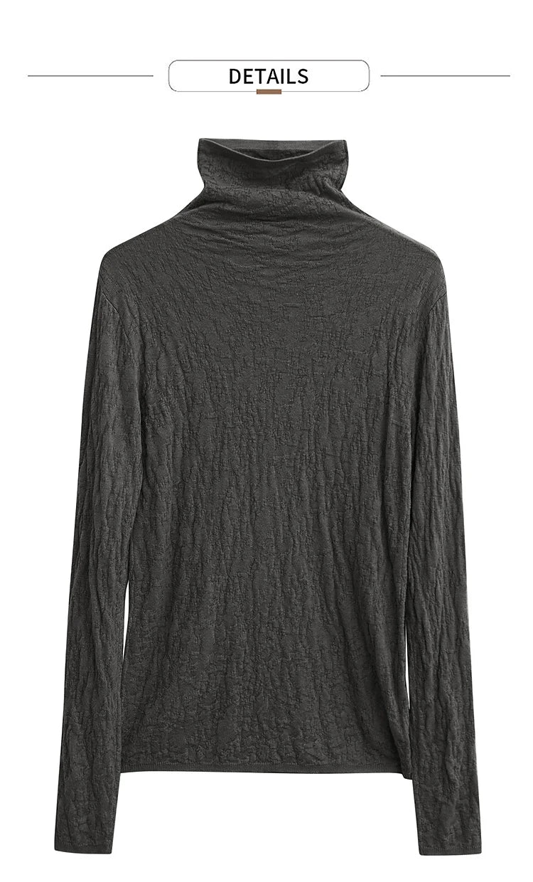 Damen-Rollkragenpullover Wolle-Mix schlank dünn Winter