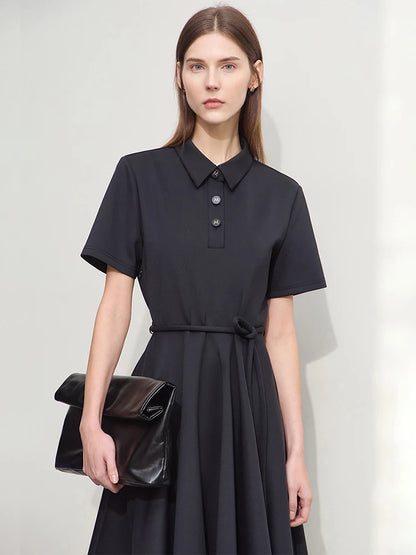 Elegantes Damen Sommer Kleid Mit Gürtel Flatternde Passform