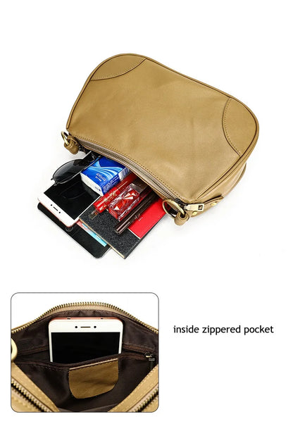 Damen-Schultertasche aus echtem Leder mit großem Fassungsvermögen und viel Stauraum
