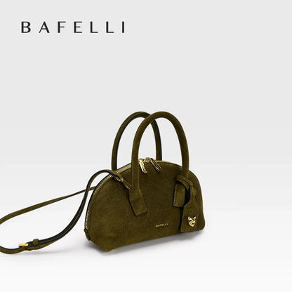 Bowlingtasche in Moss-Green mit Umhängeriemen und goldfarbenen Beschlägen