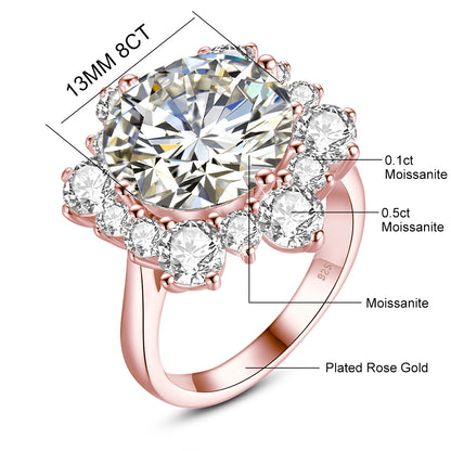 Damen-Ring Moissanit 8ct Rundschliff 13mm Zertifiziert für Verlobung oder Hochzeit
