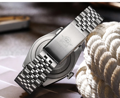 Herren-GMT-Quarzuhr mit Bubble-Glas und Nylon-Armband
