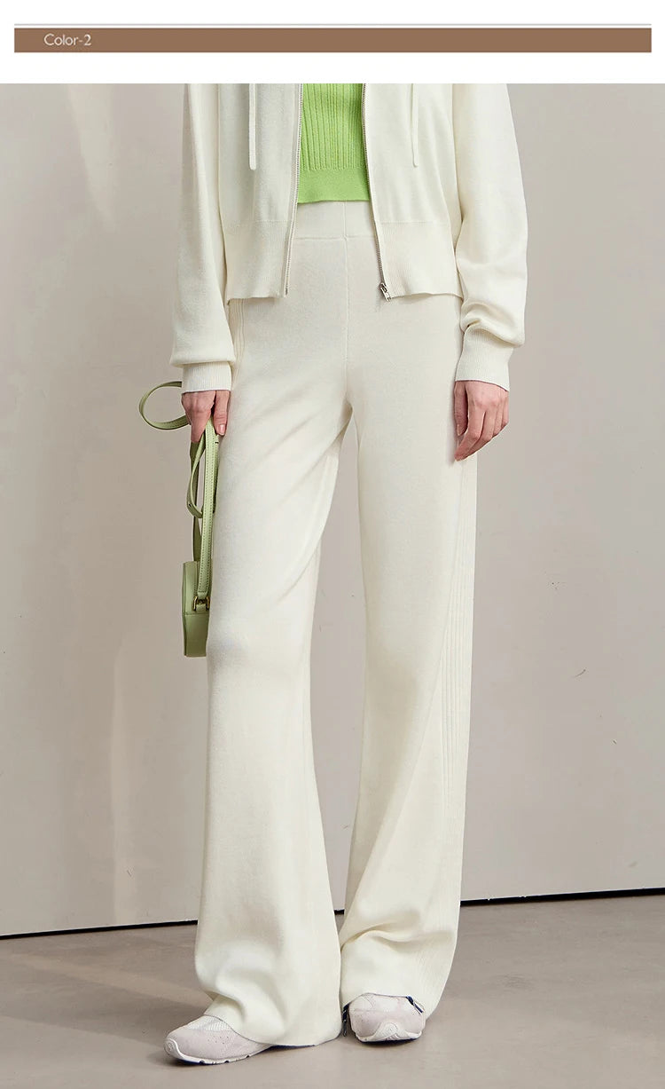 Damen-Strickjacke Kapuze Reißverschluss locker 2-teilig Set Herbst