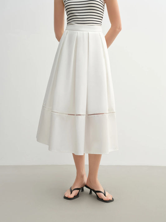 Eleganter Plus-Size-Rock im französischen Retro-Stil mit Polka-Dots – Sommerlicher, hoch taillierter Schlankmacher-Rock