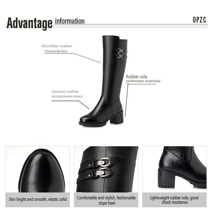 AIYUQI Women Genuine Leather Winter Wool 2025 New High Heel High Boots Big Size 41 42 43 Warm Snow Boots Women
